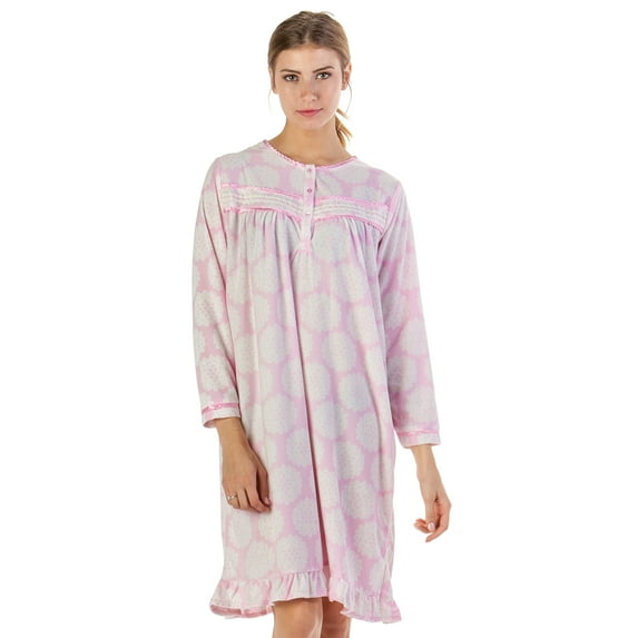 Casual Nights Women's Long Sleeve Micro Fleece Cozy Floral Night Gown