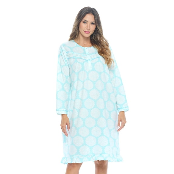 Casual Nights Women's Long Sleeve Micro Fleece Cozy Floral Night Gown