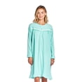 thumbnail image 1 of Casual Nights Women's Fleece Long Sleeve Nightgown, Floral Microfleece Sleepwear with Lace Trim and 3-Button Crew Neck, Dots/Green X-Large, 1 of 6