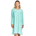 thumbnail image 1 of Casual Nights - Cozy Fleece Long Sleeve Nightgowns for Women | Dotted Print & Lace | Warm Sleepwear & Lounging | Soft Microfleece, Crew Neck, Button Closure | Dot Green - M, 1 of 5