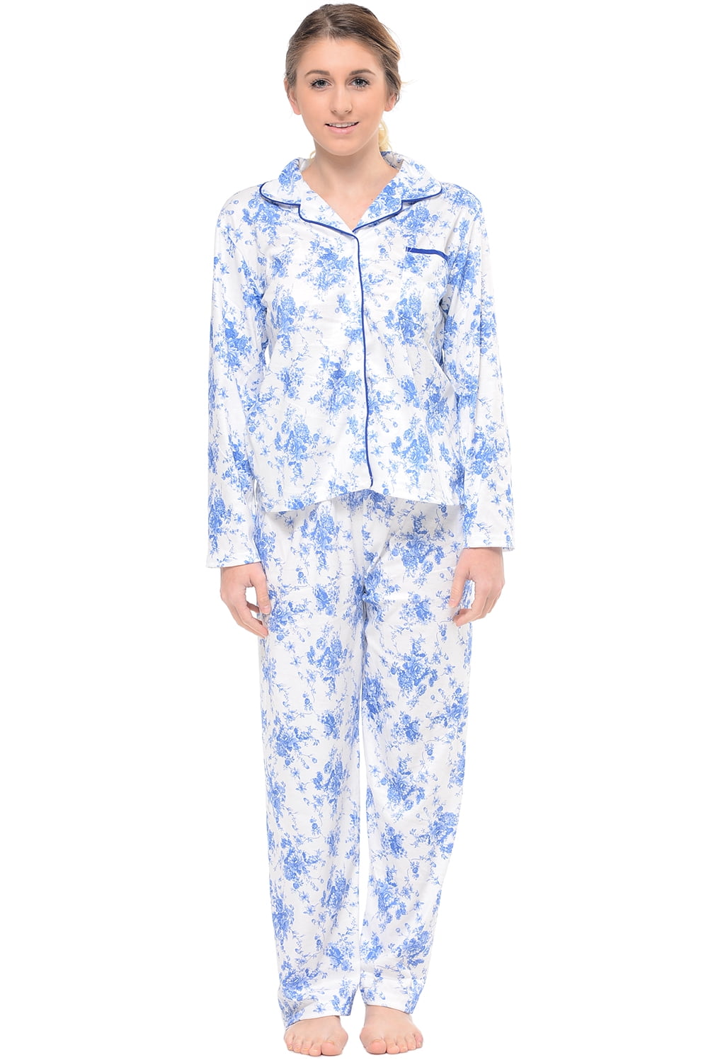 Casual Nights Women's Long Sleeve Notch Collar Floral Pajama Set ...