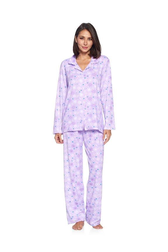 Women's Long Sleeve Rayon Button Down Pajama Set