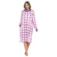 thumbnail image 1 of Casual Nights Women's Plaid Long Sleeve Zip Up Long Nightgown, 1 of 4