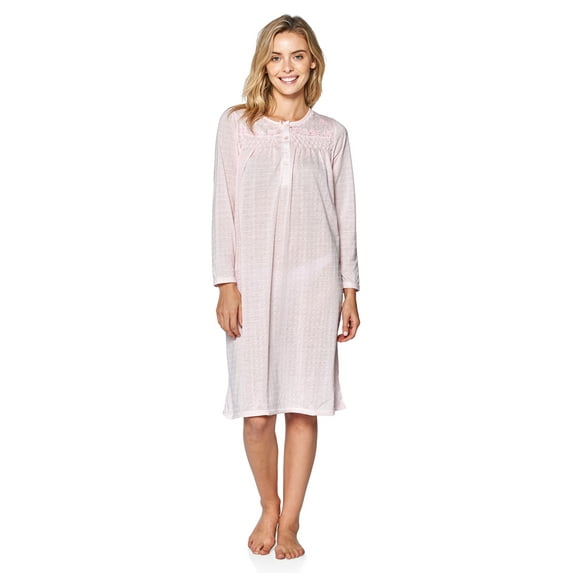Casual Nights Women's Pointelle Pintucked Long Sleeve Nightgown
