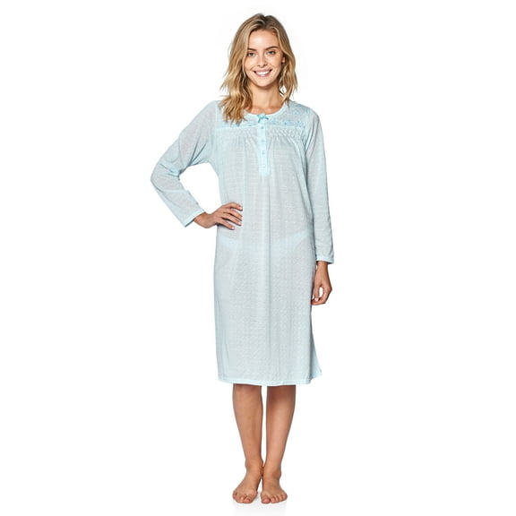 Casual Nights Women's Pointelle Pintucked Long Sleeve Nightgown