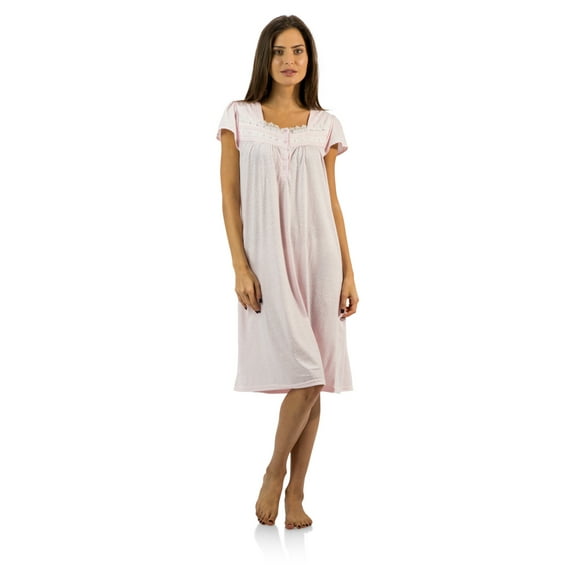 Casual Nights Women's Polka Dot Lace Short Sleeve Nightgown