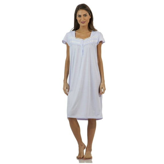 Casual Nights Women's Polka Dot Lace Short Sleeve Nightgown