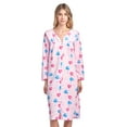 thumbnail image 1 of Casual Nights Women's Printed Fleece Snap-Front Lounger House Dress, 1 of 4