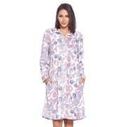 Casual Nights Womens Printed Zipper Front Micro Fleece Robe Duster