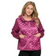 thumbnail image 1 of Casual Nights Women's Quilted Bed Jacket, Button Front Long Sleeve Sleep Top with Pockets, 1 of 4