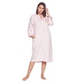 thumbnail image 1 of Casual Nights Women's Quilted Zip Up Robe With Pockets, Long Sleeve House Coat Duster, Poly-Cotton Blend Sleepwear, Pink - Midi Small, 1 of 6