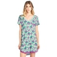 thumbnail image 1 of Casual Nights Women's Rayon Short Sleeve Floral Dorm Sleepwear Nightshirt - Blue - Large, 1 of 5