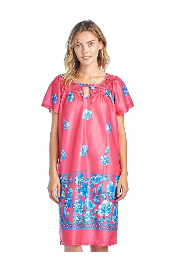 Women's Round Neck Mu-Mu Housecoat Lounger