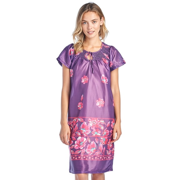 Casual Nights Women's Round Neck Mu-Mu Housecoat Lounger