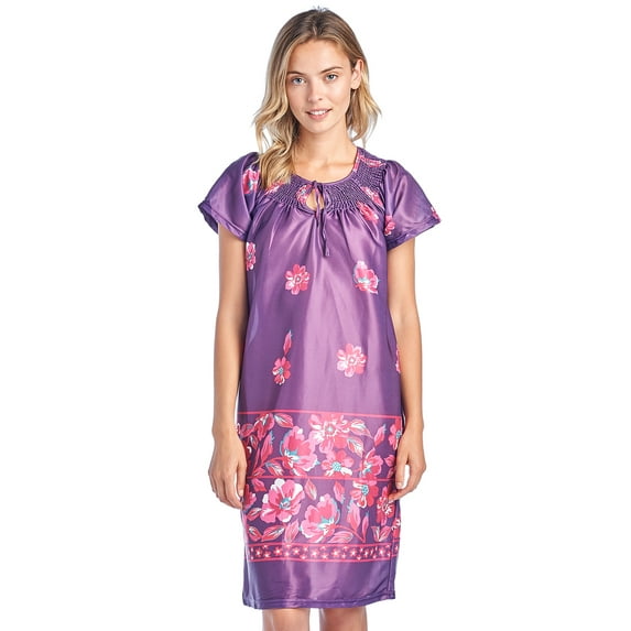 Casual Nights Women's Round Neck Mu-Mu Housecoat Lounger