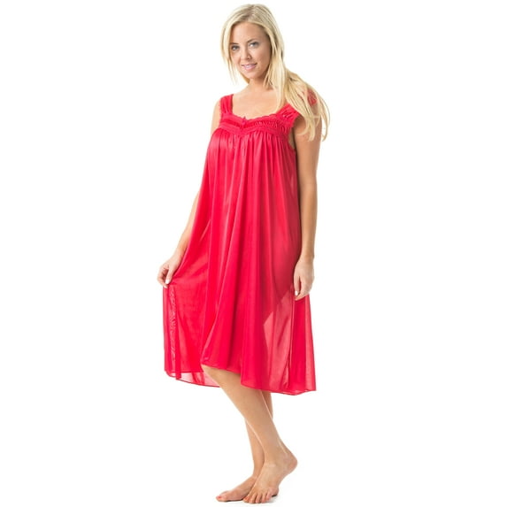 Casual Nights Women's Satin Lace Sleeveless Night Gown