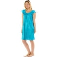 thumbnail image 1 of Casual Nights Women's Satin Nightgown Embroidered Lace Cap Sleeve - Aqua, 1 of 2