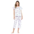 thumbnail image 1 of Casual Nights Women's Short Sleeve Embroidered Floral Capri Pajama Set, 1 of 5