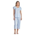 thumbnail image 1 of Casual Nights Women's Short Sleeve Embroidered Floral Capri Pajama Set, 1 of 5