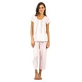 thumbnail image 1 of Casual Nights Women's Short Sleeve Embroidered Floral Capri Pajama Set, 1 of 5