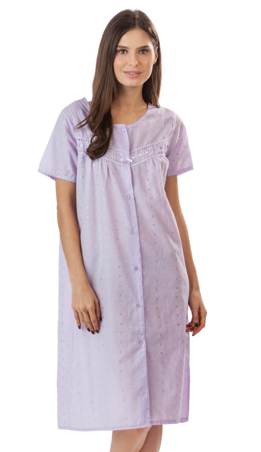 casual nights women's short sleeve eyelet embroidered house dress Casual Nights Women's Short Sleeve Eyelet Embroidered House Dress