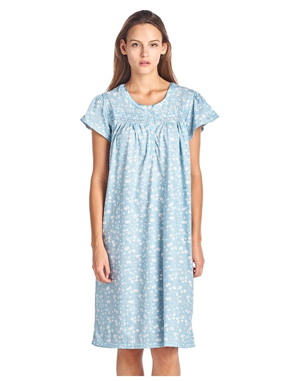 Women's Short Sleeve Floral And Lace Nightgown