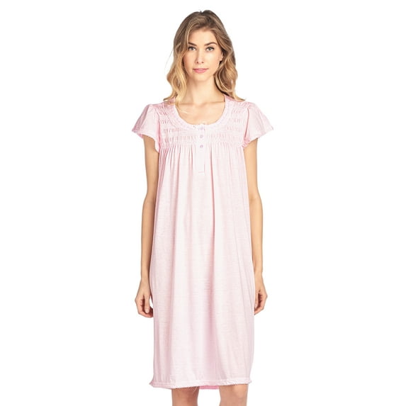 Casual Nights Women's Short Sleeve Floral And Lace Nightgown