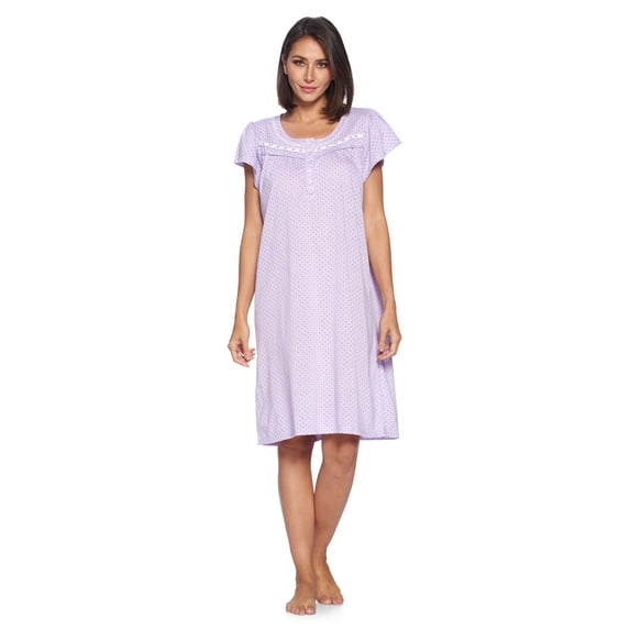 Casual Nights Women's Short Sleeve Floral And Lace Nightgown