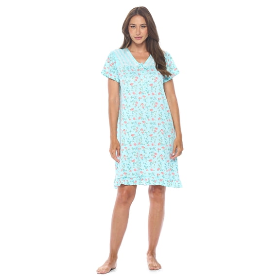 Casual Nights Women's Short Sleeve Floral Nightgown Nightshirt Night Dress