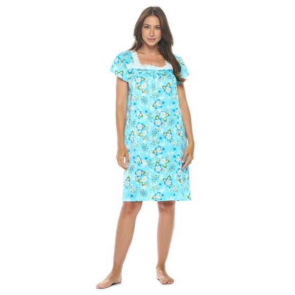 Casual Nights Women's Short Sleeve Floral Nightgown Nightshirt Night Dress