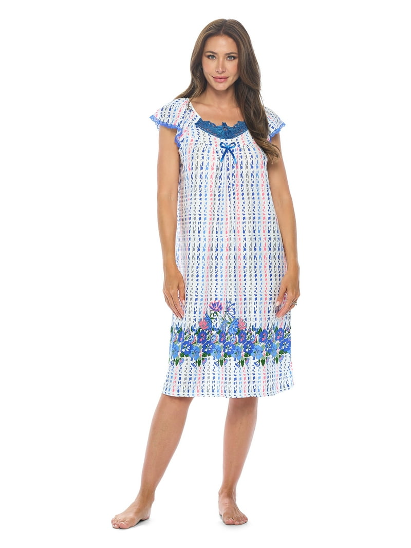 Casual Nights Women's Short Sleeve Floral Nightgown, Lightweight Sleepwear  Nightshirt Dress - Walmart.com
