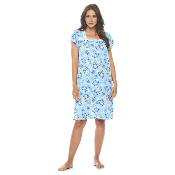 Casual Nights Women's Short Sleeve Floral Nightgown Nightshirt Night Dress
