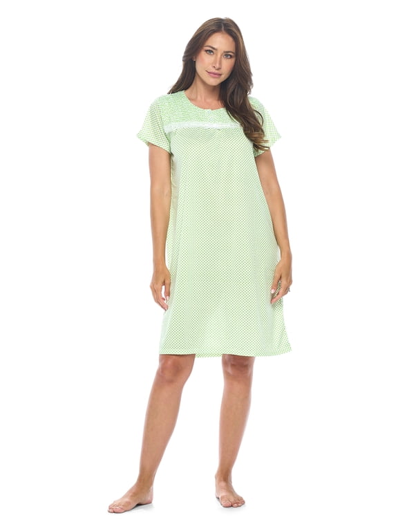 Women's Short Sleeve Floral Nightgown Nightshirt Night Dress