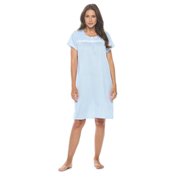 Casual Nights Women's Short Sleeve Floral Nightgown Nightshirt Night Dress