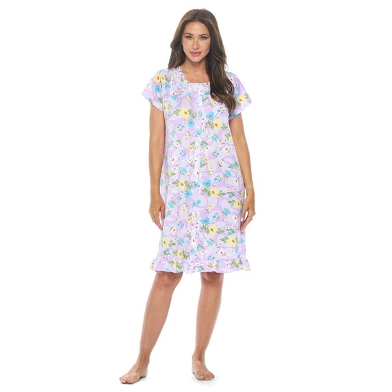 Casual Nights Women's Short Sleeve Floral Nightgown Nightshirt Night Dress