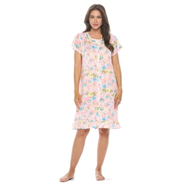 Casual Nights Women's Short Sleeve Floral And Lace Nightgown - Walmart.com