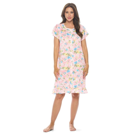 Casual Nights Women's Short Sleeve Floral Nightgown Nightshirt Night Dress