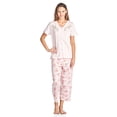 thumbnail image 1 of Casual Nights Women's Short Sleeve Floral Satin Lace Capri Pajama Set, 1 of 2