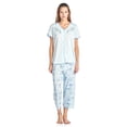 thumbnail image 1 of Casual Nights Women's Short Sleeve Floral Satin Lace Capri Pajama Set, 1 of 2