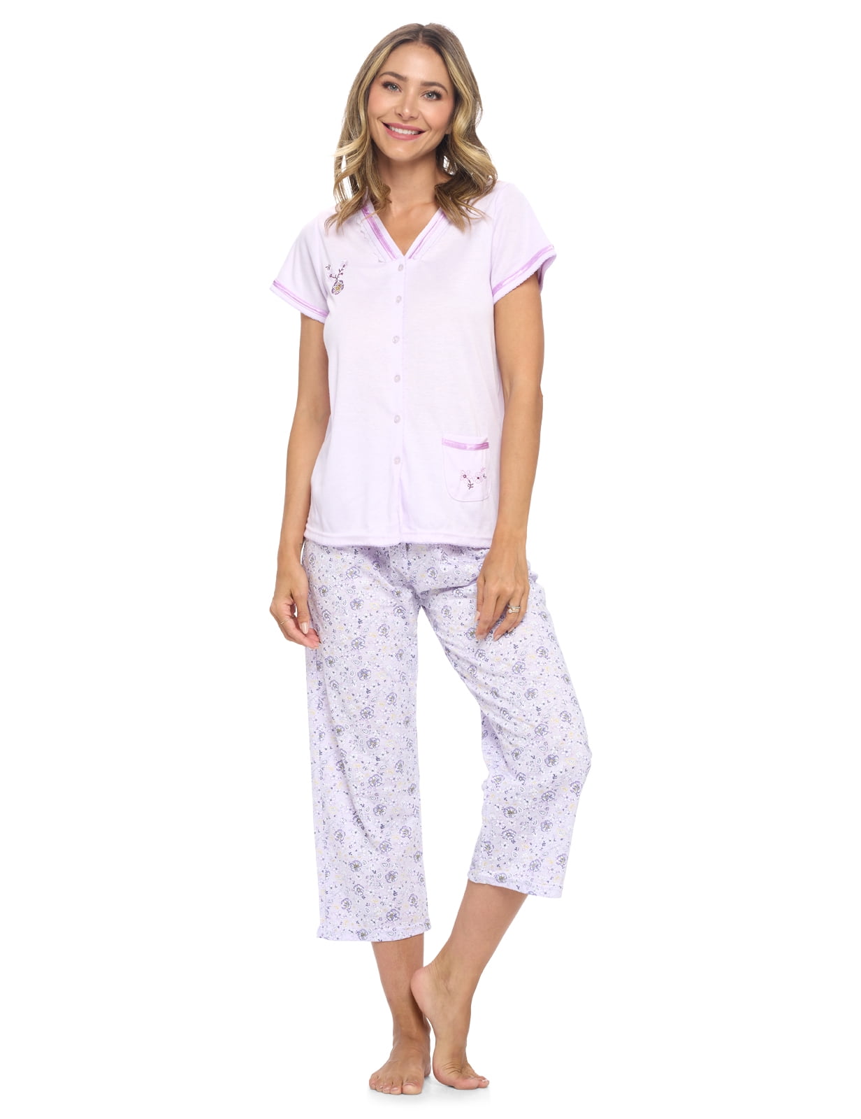 Casual Nights Women's Capri Pajama Set, Top with Capri Pants Pjs