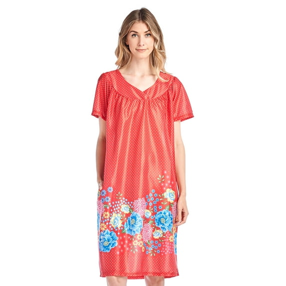 Casual Nights Women's Short Sleeve Muumuu Lounger Dress