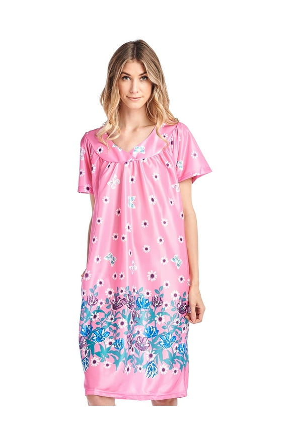 Women's Short Sleeve Muumuu Lounger Dress