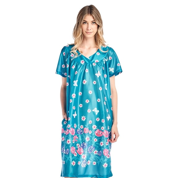 Casual Nights Women's Short Sleeve Muumuu Lounger Dress