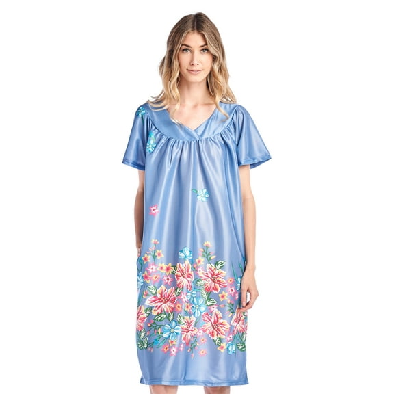 Casual Nights Women's Short Sleeve Muumuu Lounger Dress