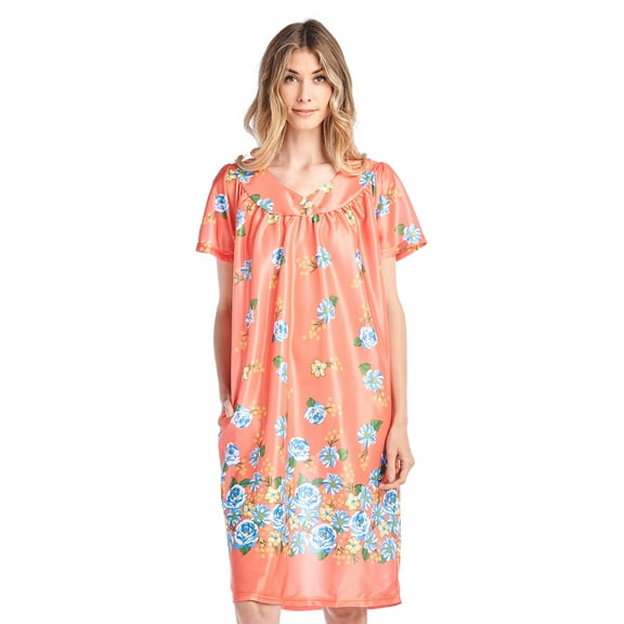 Casual Nights Women's Short Sleeve Muumuu Lounger Dress