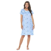 Casual Nights Women's Short Sleeve Nightgown Lace V-Neck Sleepshirt Night Dress