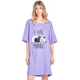 thumbnail image 1 of Casual Nights Women's Short Sleeve Printed Dorm Sleep Tee - Purple Panda, 1 of 5