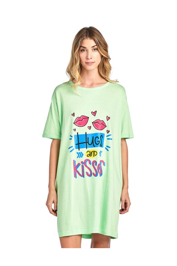 Women's Short Sleeve Printed Scoop Neck Sleep Tee