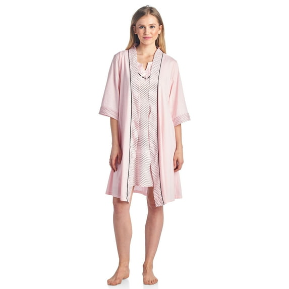 Casual Nights Women's Sleepwear 2 Piece Nightgown and Robe Set - Pink - Large