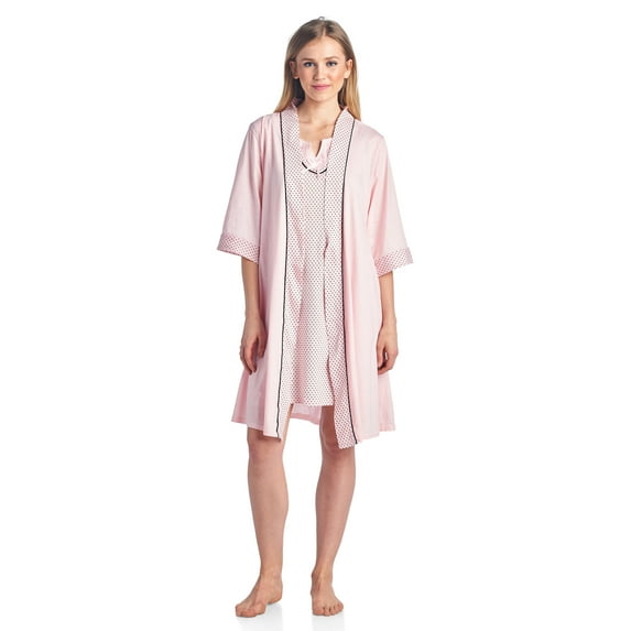 Casual Nights Women's Sleepwear 2 Piece Nightgown and Robe Set - Pink - Medium